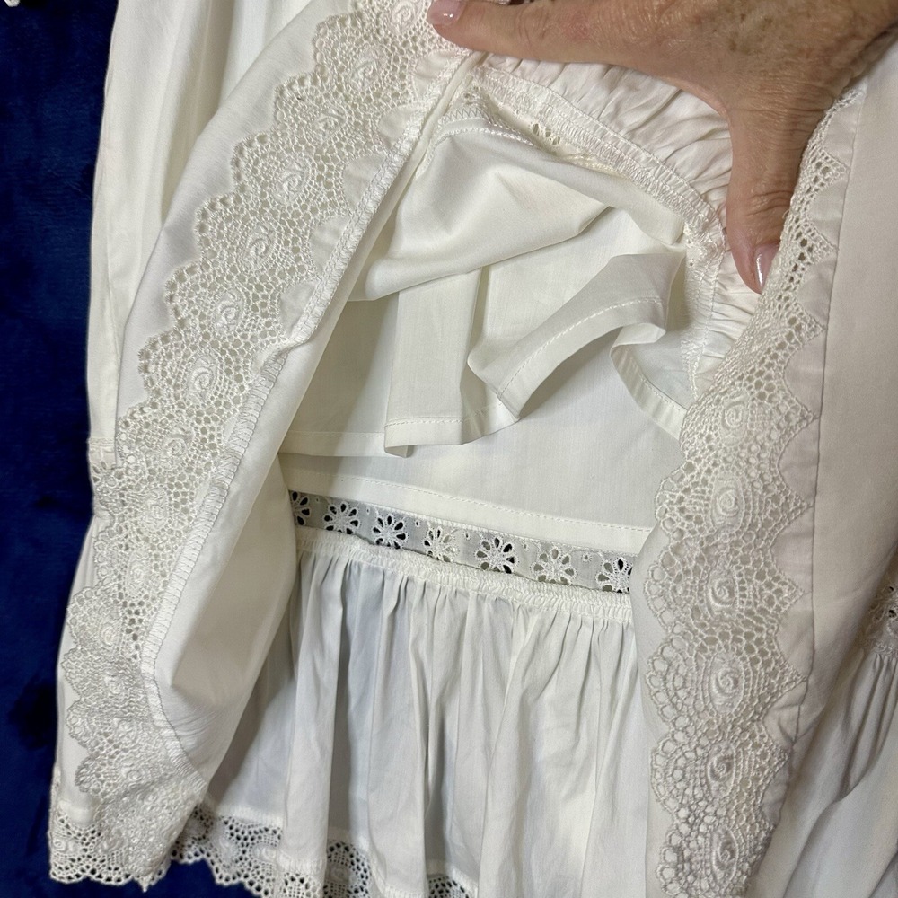 Flavio Castellani Italian White Lace Long Sleeve Dress US size 2 Italy Size 38 - Picture 7 of 16
